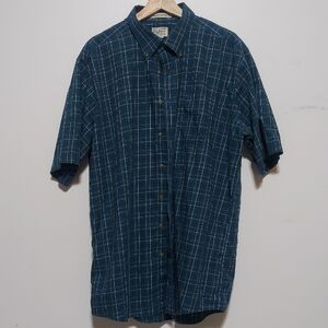 L.L. Bean Men's Navy Checkered Button Down Shirt